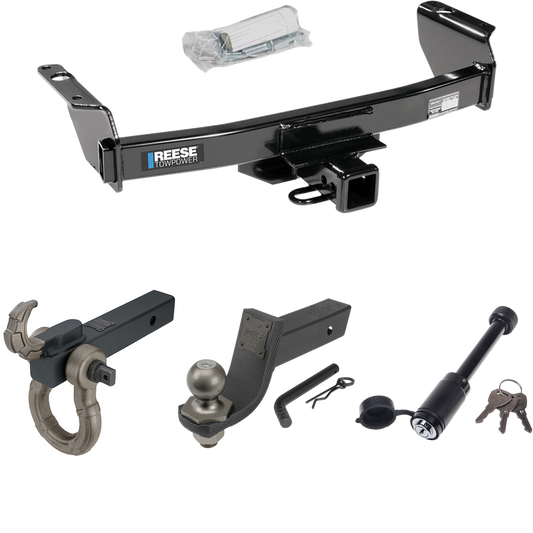 Fits 1998-2001 Mazda B2500 Trailer Hitch Tow PKG + Interlock Tactical Starter Kit w/ 3-1/4" Drop & 2" Ball + Tactical Hook & Shackle Mount + Tactical Dogbone Lock (For w/Factory Tow Package Models) By Reese Towpower