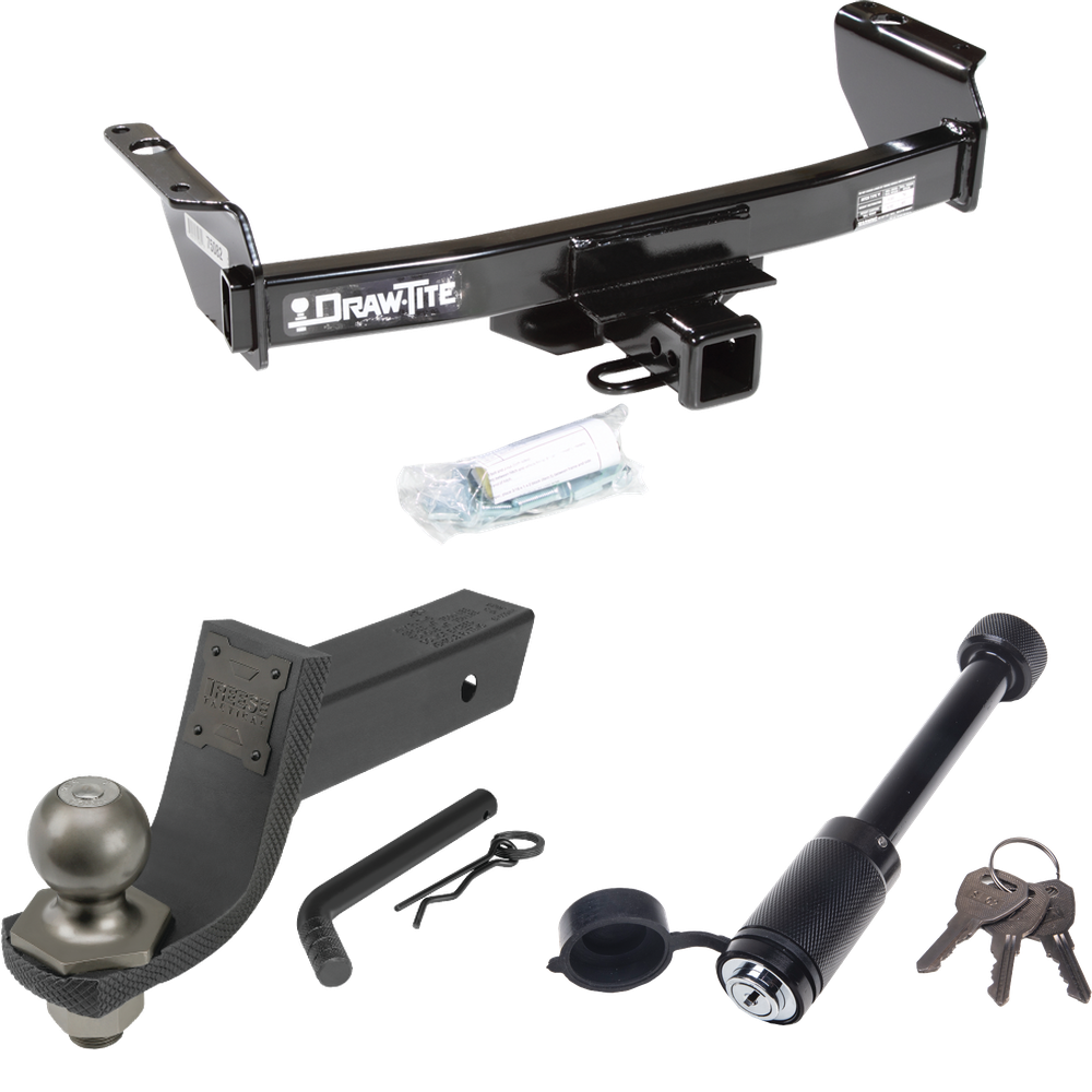 Fits 1994-1997 Mazda B2300 Trailer Hitch Tow PKG + Interlock Tactical Starter Kit w/ 3-1/4" Drop & 2" Ball + Tactical Dogbone Lock By Draw-Tite