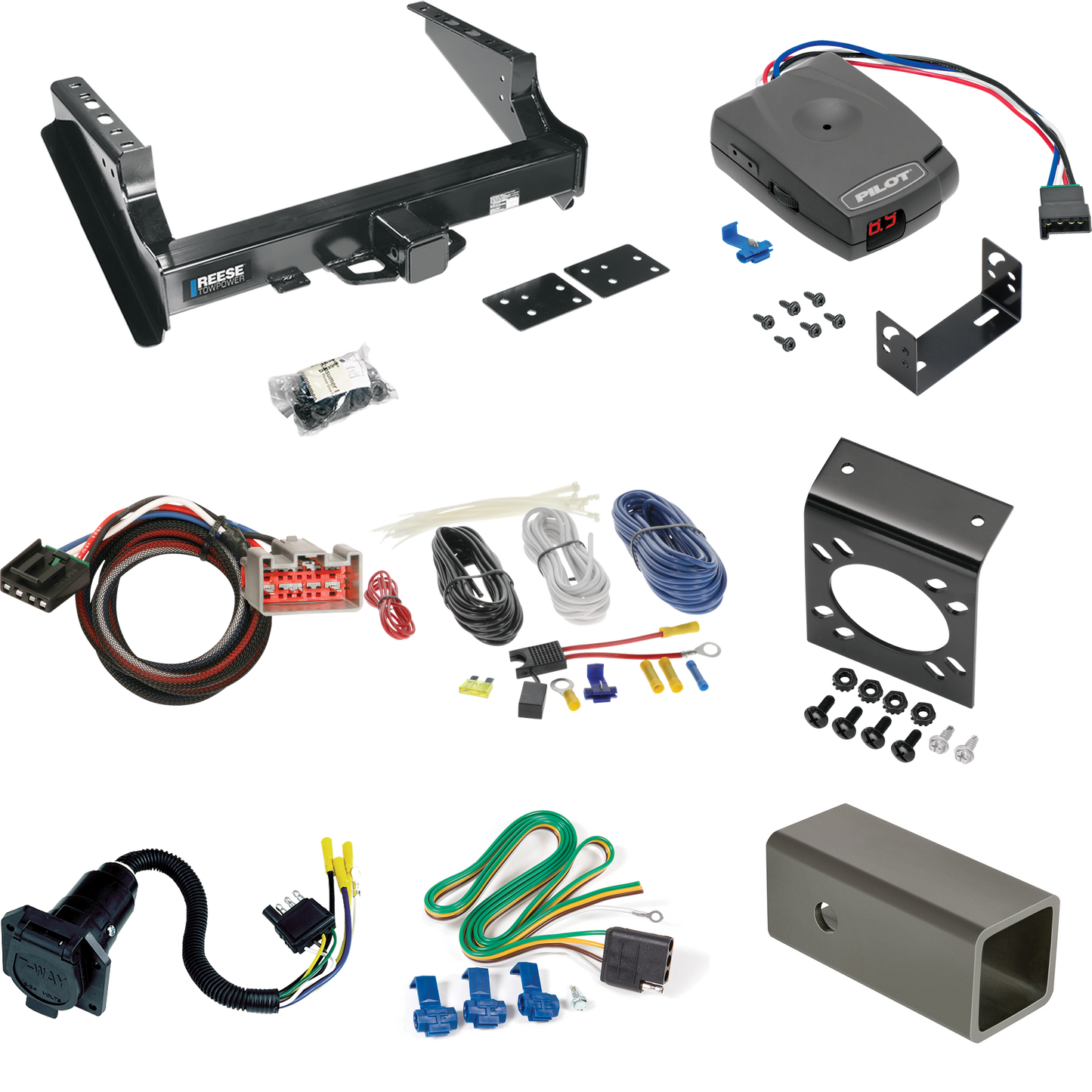 Fits 2008-2020 Ford F-450 Super Duty Trailer Hitch Tow PKG w/ Pro Series Pilot Brake Control + Plug & Play BC Adapter + 7-Way RV Wiring (Excludes: Cab & Chassis Models) By Reese Towpower