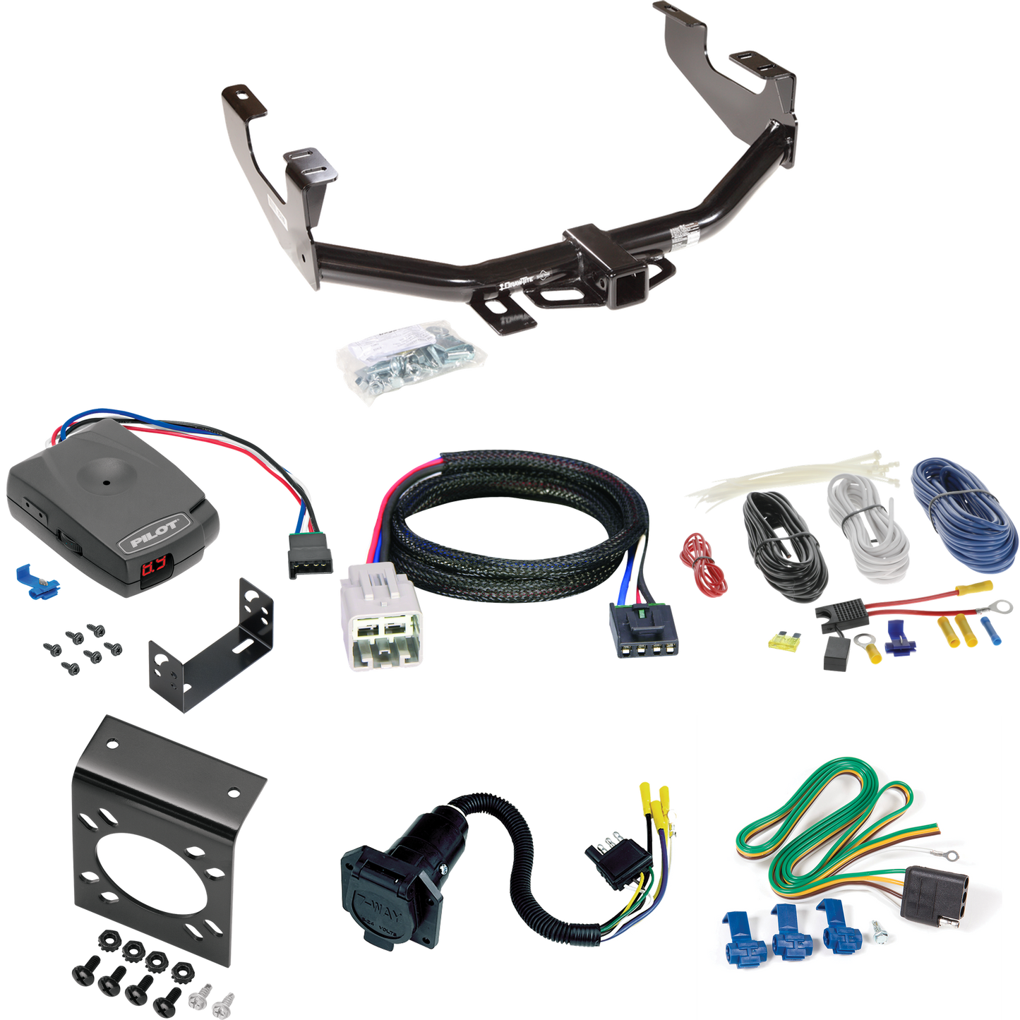 Fits 2005-2007 Ford F-250 Super Duty Trailer Hitch Tow PKG w/ Pro Series Pilot Brake Control + Plug & Play BC Adapter + 7-Way RV Wiring (Excludes: Cab & Chassis Models) By Draw-Tite