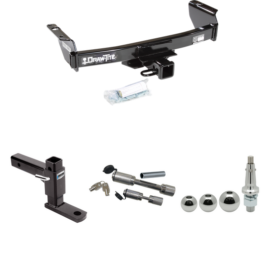 Fits 1994-2008 Mazda B3000 Trailer Hitch Tow PKG w/ Adjustable Drop Rise Ball Mount + Dual Hitch & Copler Locks + Inerchangeable 1-7/8" & 2" & 2-5/16" Balls By Draw-Tite