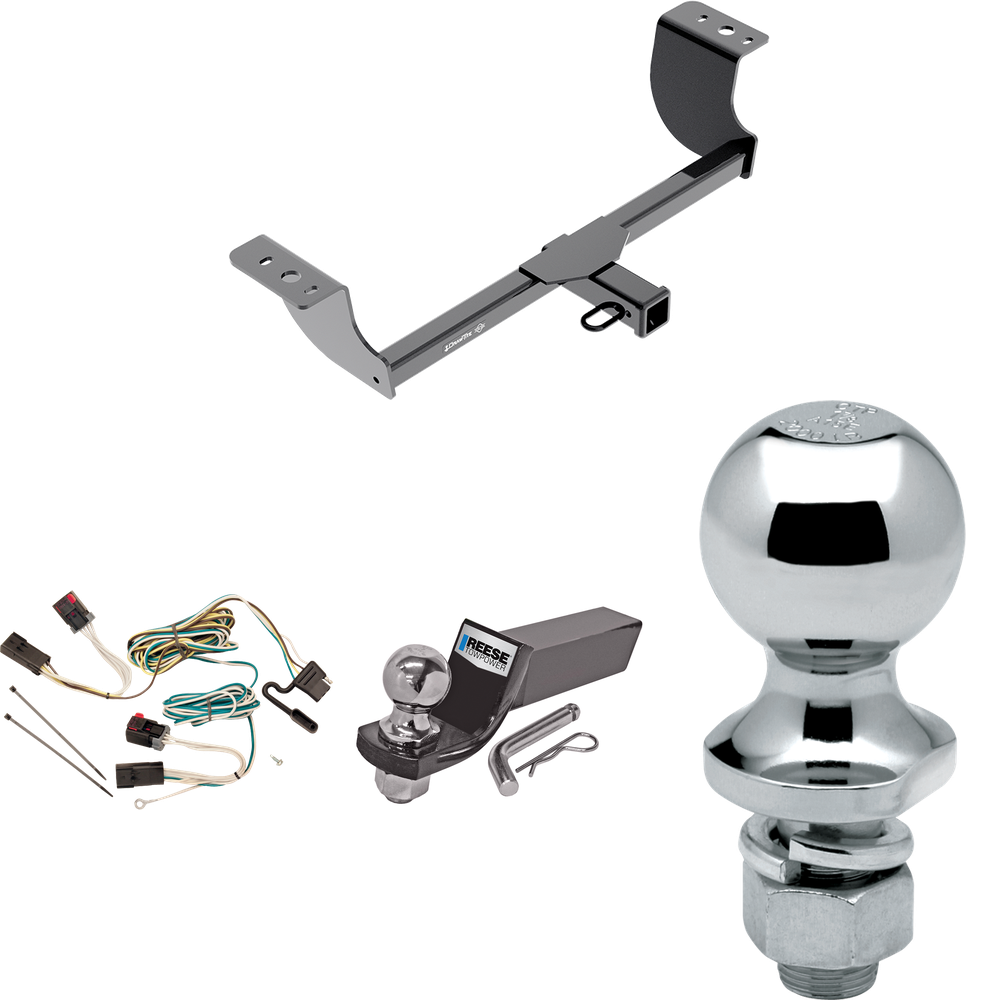 Fits 2006-2010 Dodge Charger Trailer Hitch Tow PKG w/ 4-Flat Wiring + Starter Kit Ball Mount w/ 2" Drop & 2" Ball + 1-7/8" Ball By Draw-Tite