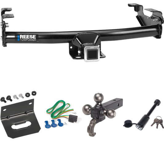 Fits 2004-2004 Ford F-150 Heritage Trailer Hitch Tow PKG w/ 4-Flat Wiring + Triple Ball Tactical Ball Mount 1-7/8" & 2" & 2-5/16" Balls w/ Tow Hook + Tactical Dogbone Lock + Wiring Bracket (For Styleside Models) By Reese Towpower