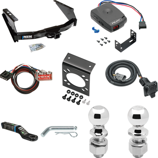 Fits 1999-2001 Ford F-250 Super Duty Trailer Hitch Tow PKG w/ Pro Series Pilot Brake Control + Plug & Play BC Adapter + 7-Way RV Wiring + 2" & 2-5/16" Ball & Drop Mount (Excludes: Cab & Chassis Models) By Reese Towpower