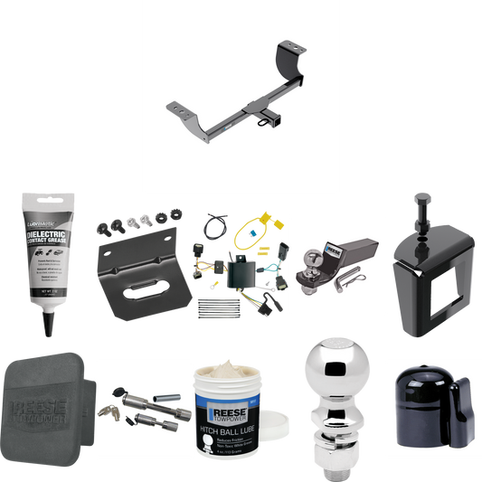 Fits 2015-2023 Chrysler 300 Trailer Hitch Tow PKG w/ 4-Flat Wiring + Starter Kit Ball Mount w/ 2" Drop & 2" Ball + 2-5/16" Ball + Wiring Bracket + Dual Hitch & Coupler Locks + Hitch Cover + Wiring Tester + Ball Lube +Electric Grease + Ball Wrench + A