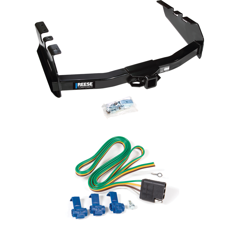 Fits 2001-2003 GMC Sierra 1500 HD Trailer Hitch Tow PKG w/ 4-Flat Wiring Harness By Reese Towpower