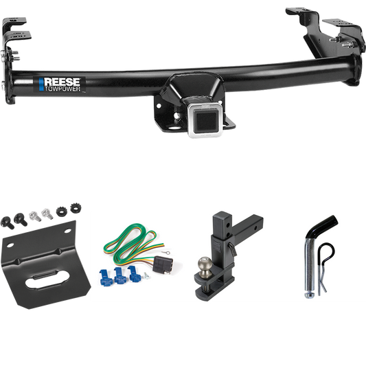 Fits 1971-1980 Dodge D300 Trailer Hitch Tow PKG w/ 4-Flat Wiring Harness + Adjustable Drop Rise Clevis Hitch Ball Mount w/ 2" Ball + Pin/Clip + Wiring Bracket By Reese Towpower