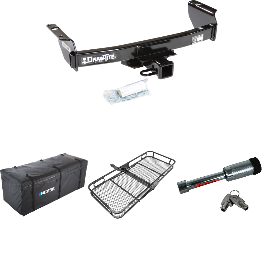 Fits 2002-2009 Mazda B2300 Trailer Hitch Tow PKG w/ 60" x 24" Cargo Carrier + Cargo Bag + Hitch Lock By Draw-Tite