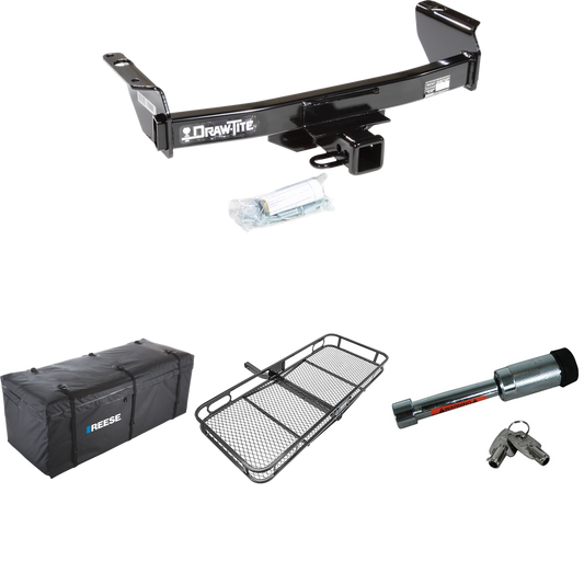 Fits 2002-2009 Mazda B2300 Trailer Hitch Tow PKG w/ 60" x 24" Cargo Carrier + Cargo Bag + Hitch Lock By Draw-Tite