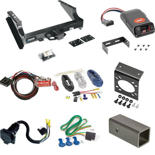 Fits 2002-2020 Ford F-350 Super Duty Trailer Hitch Tow PKG w/ Pro Series POD Brake Control + Plug & Play BC Adapter + 7-Way RV Wiring (Excludes: Cab & Chassis Models) By Reese Towpower