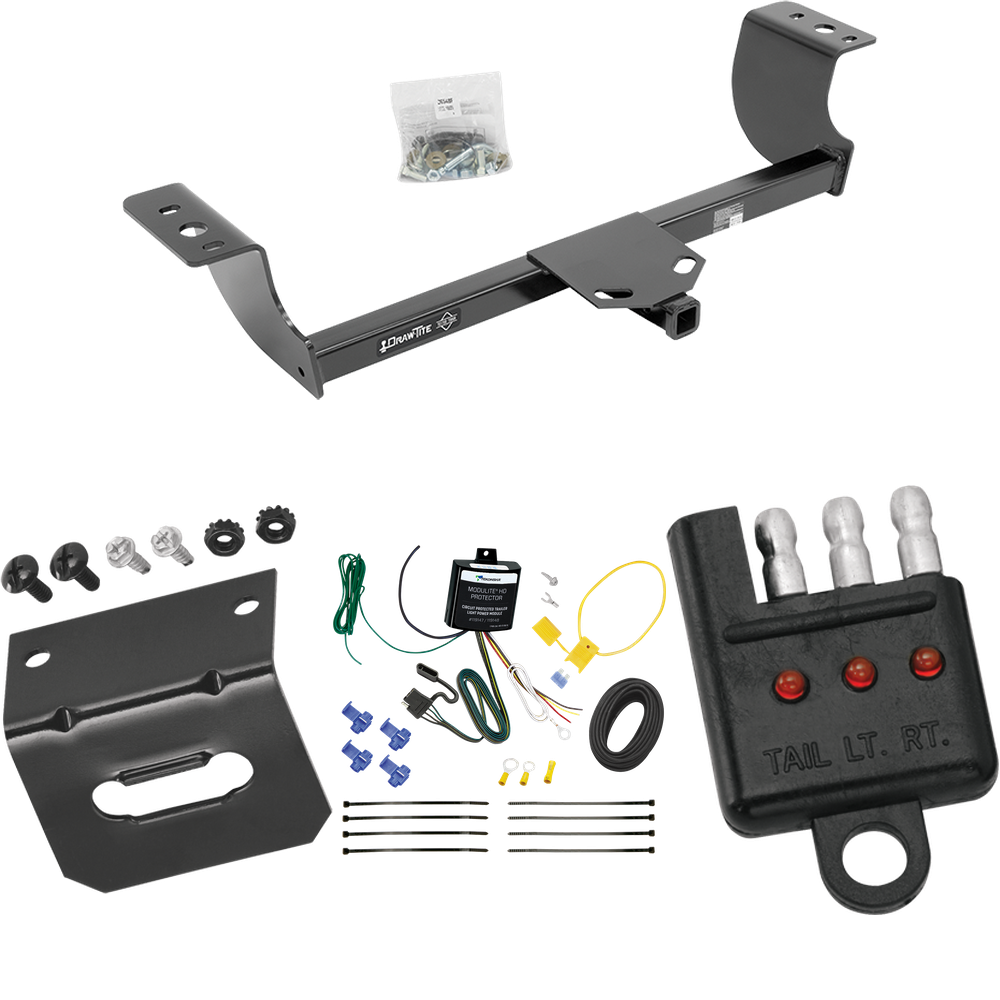 Fits 2005-2008 Dodge Magnum Trailer Hitch Tow PKG w/ 4-Flat Wiring Harness + Bracket + Tester By Draw-Tite