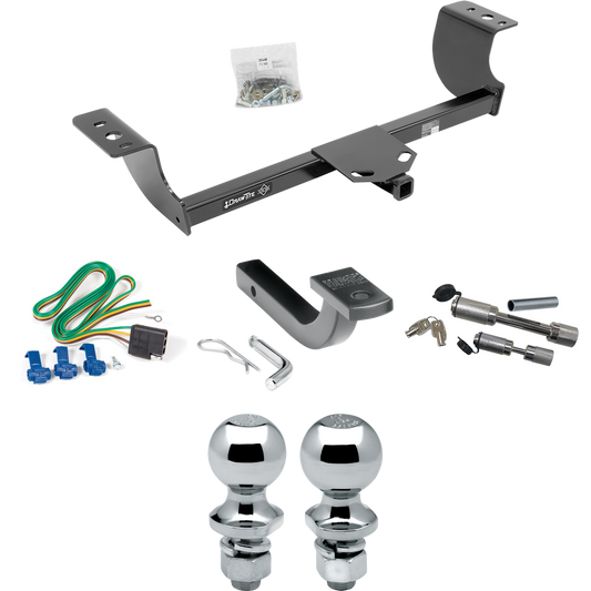 Fits 2008-2014 Dodge Challenger Trailer Hitch Tow PKG w/ 4-Flat Wiring Harness + Draw-Bar + 1-7/8" + 2" Ball + Dual Hitch & Coupler Locks (Excludes: w/Quad Tip Exhaust Models) By Draw-Tite