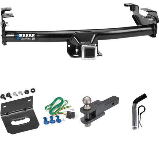 Fits 2005-2007 Chevrolet Silverado 1500 HD Trailer Hitch Tow PKG w/ 4-Flat Wiring Harness + Clevis Hitch Ball Mount w/ 2" Ball + Pin/Clip + Wiring Bracket (For (Classic) Models) By Reese Towpower