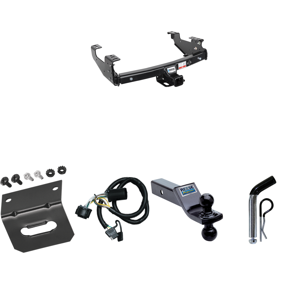 Fits 2007-2007 GMC Sierra 1500 HD Trailer Hitch Tow PKG w/ 4-Flat Wiring Harness + Dual Ball Ball Mount 1-7/8" & 2" Trailer Balls + Pin/Clip + Wiring Bracket (For (Classic), 6.6 ft. Bed Models) By Reese Towpower