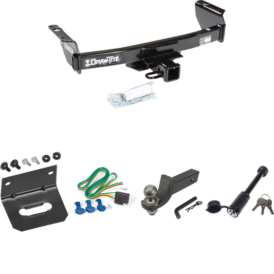 Fits 2004-2011 Ford Ranger Trailer Hitch Tow PKG w/ 4-Flat Wiring + Interlock Tactical Starter Kit w/ 2" Drop & 2" Ball + Tactical Dogbone Lock + Wiring Bracket By Draw-Tite