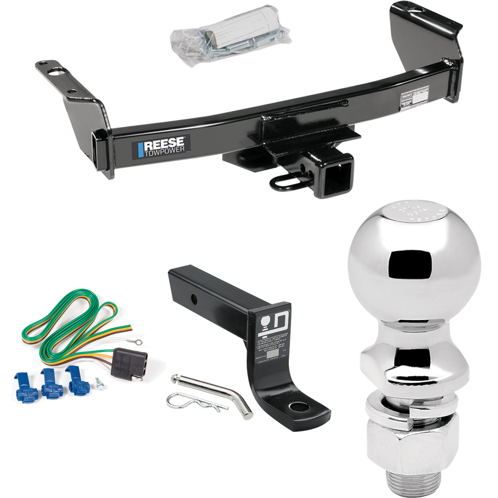 Fits 1983-1992 Ford Ranger Trailer Hitch Tow PKG w/ 4-Flat Wiring + Ball Mount w/ 4" Drop + 2-5/16" Ball (Excludes: GT Models) By Reese Towpower