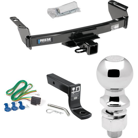 Fits 1983-1992 Ford Ranger Trailer Hitch Tow PKG w/ 4-Flat Wiring + Ball Mount w/ 4" Drop + 2-5/16" Ball (Excludes: GT Models) By Reese Towpower