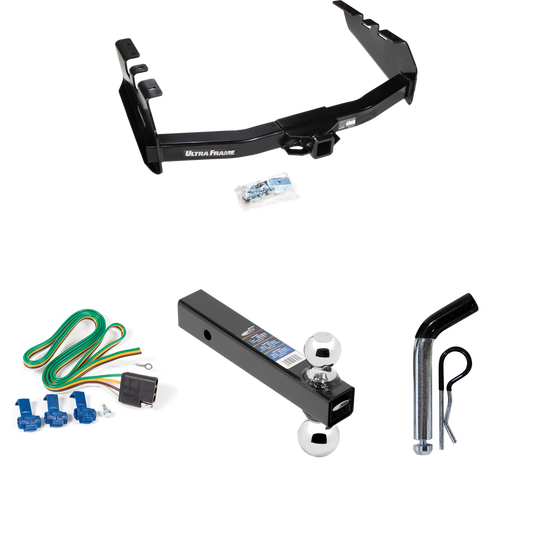 Fits 1999-2004 GMC Sierra 2500 Trailer Hitch Tow PKG w/ 4-Flat Wiring Harness + Dual Ball Ball Mount 2" & 2-5/16" Trailer Balls + Pin/Clip By Draw-Tite