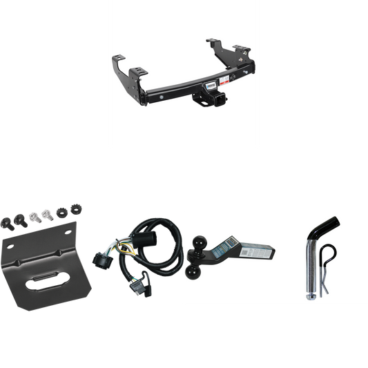 Fits 1999-2006 GMC Sierra 1500 Trailer Hitch Tow PKG w/ 4-Flat Wiring Harness + Dual Ball Ball Mount 2" & 2-5/16" Trailer Balls + Pin/Clip +  Wiring Bracket By Reese Towpower