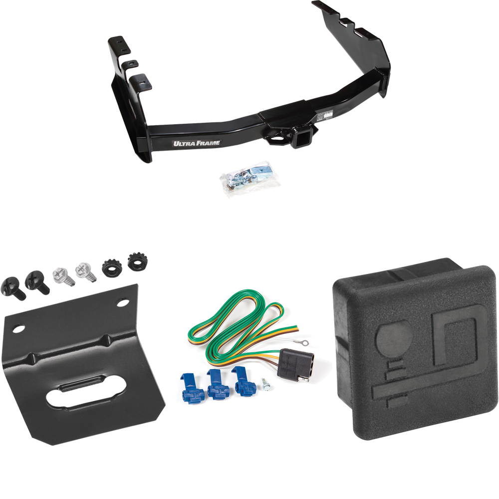 Fits 1999-2002 Chevrolet Silverado 1500 Trailer Hitch Tow PKG w/ 4-Flat Wiring Harness + Hitch Cover + Wiring Bracket By Draw-Tite