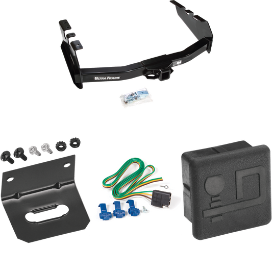 Fits 1999-2002 Chevrolet Silverado 1500 Trailer Hitch Tow PKG w/ 4-Flat Wiring Harness + Hitch Cover + Wiring Bracket By Draw-Tite