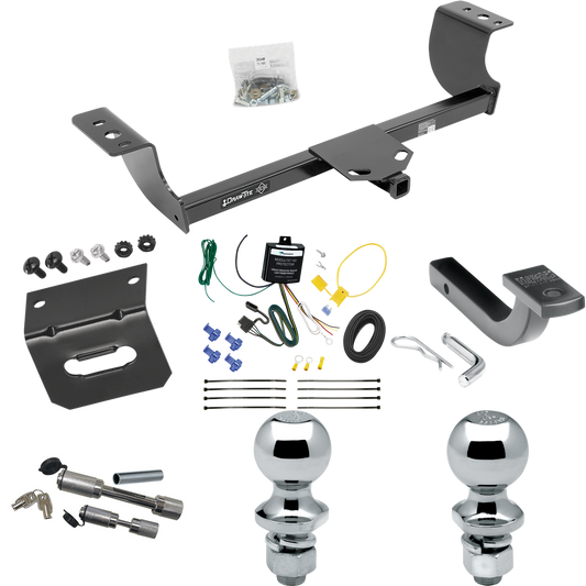 Se adapta al paquete de remolque con enganche para remolque Chrysler 300 2008-2010 con arnés de cableado de 4 planos + barra de tracción + bola de 1-7/8" + bola de 2" + soporte de cableado + enganche doble y cerraduras de acoplador de Draw-Tite