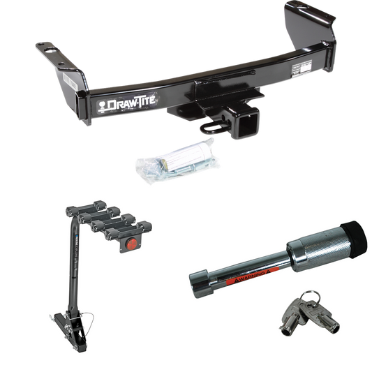 Fits 1994-1997 Mazda B2300 Trailer Hitch Tow PKG w/ 4 Bike Carrier Rack + Hitch Lock By Draw-Tite