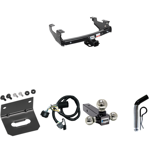 Fits 2007-2007 Chevrolet Silverado 1500 Trailer Hitch Tow PKG w/ 4-Flat Wiring Harness + Triple Ball Ball Mount 1-7/8" & 2" & 2-5/16" Trailer Balls + Pin/Clip + Wiring Bracket (For (Classic) Models) By Reese Towpower