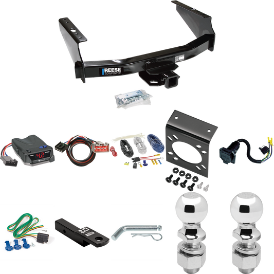 Fits 1999-2004 Ford F-350 Super Duty Trailer Hitch Tow PKG w/ Tekonsha BRAKE-EVN Brake Control + Plug & Play BC Adapter + 7-Way RV Wiring + 2" & 2-5/16" Ball & Drop Mount (Excludes: Cab & Chassis Models) By Reese Towpower