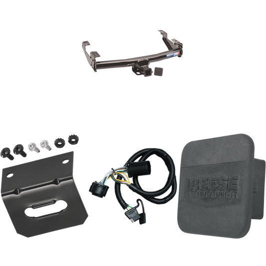 Fits 1999-2002 Chevrolet Silverado 2500 Trailer Hitch Tow PKG w/ 4-Flat Wiring Harness + Wiring Bracket + Hitch Cover By Reese Towpower