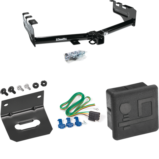 Se adapta al paquete de enganche de remolque Chevrolet Silverado 2500 1999-2004 con arnés de cableado plano de 4 + soporte de cableado + cubierta de enganche de Draw-Tite