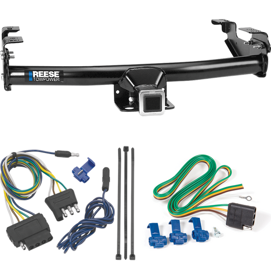 Fits 1986-1989 Dodge D100 Trailer Hitch Tow PKG w/ 5-Flat Wiring Harness By Reese Towpower