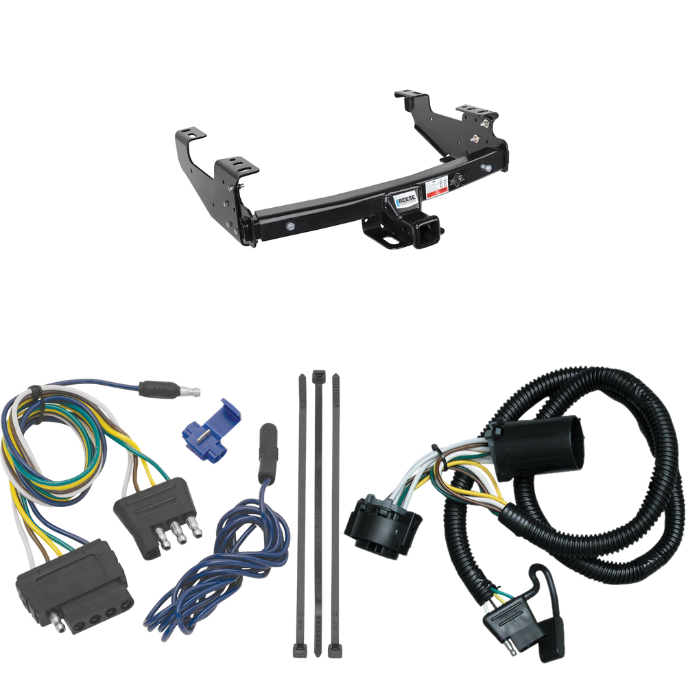 Fits 1999-2006 GMC Sierra 1500 Trailer Hitch Tow PKG w/ 5-Flat Wiring Harness By Reese Towpower