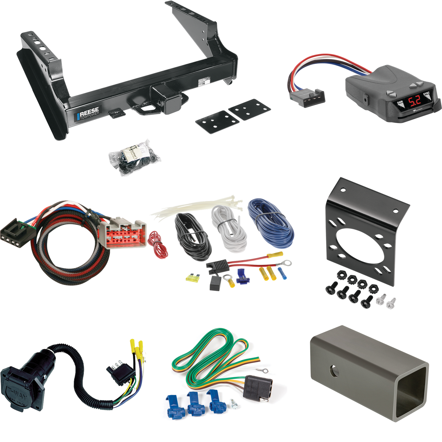 Fits 2021-2023 Ford F-250 Super Duty Trailer Hitch Tow PKG w/ Tekonsha Brakeman IV Brake Control + Plug & Play BC Adapter + 7-Way RV Wiring (Excludes: Cab & Chassis Models) By Reese Towpower