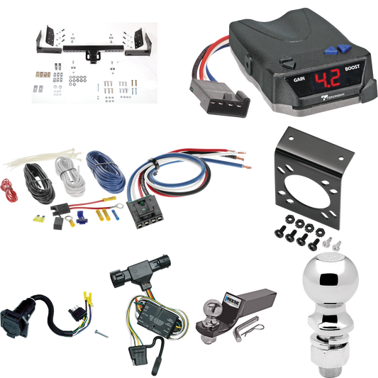 Fits 1998-1999 Ford Ranger Trailer Hitch Tow PKG w/ Tekonsha BRAKE-EVN Brake Control + Generic BC Wiring Adapter + 7-Way RV Wiring + 2" & 2-5/16" Ball & Drop Mount (Excludes: Flareside or w/Rear Fascia Models) By Reese Towpower