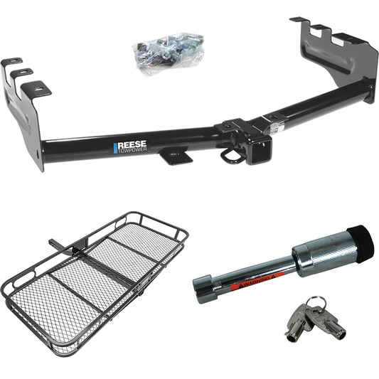 Fits 1999-2002 Chevrolet Silverado 1500 Trailer Hitch Tow PKG w/ 60" x 24" Cargo Carrier + Hitch Lock By Reese Towpower