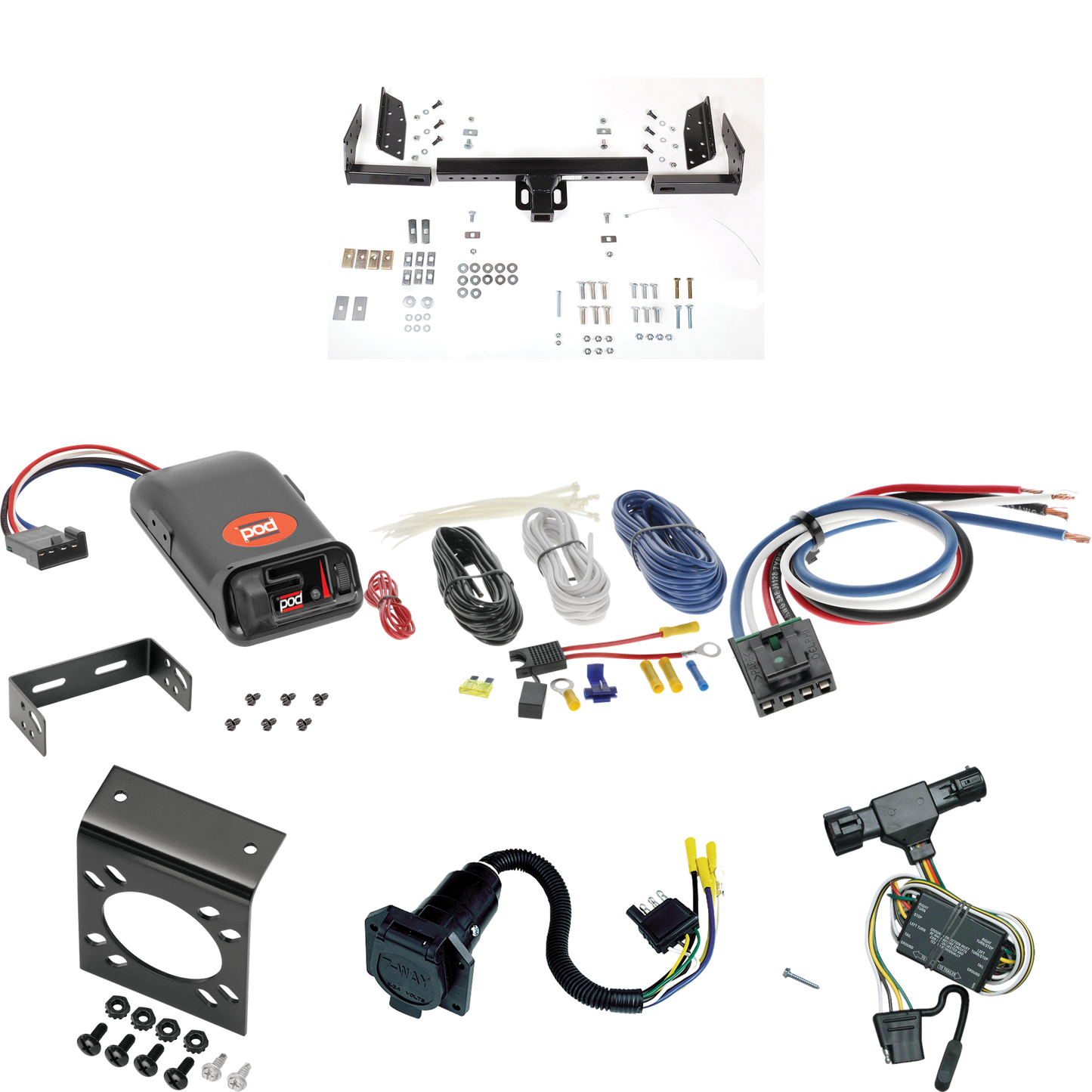 Se adapta al paquete de enganche de remolque Ford Ranger 1998-1999 con control de freno POD serie Pro + adaptador de cableado BC genérico + cableado RV de 7 vías (excluye: modelos Flareside o con fascia trasera) de Reese Towpower