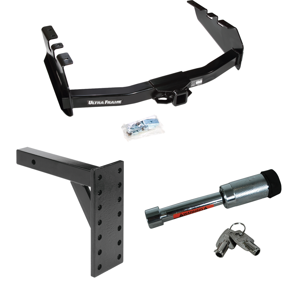 Fits 2001-2003 Chevrolet Silverado 1500 HD Trailer Hitch Tow PKG w/ 7 Hole Pintle Hook Mounting Plate + Hitch Lock By Draw-Tite