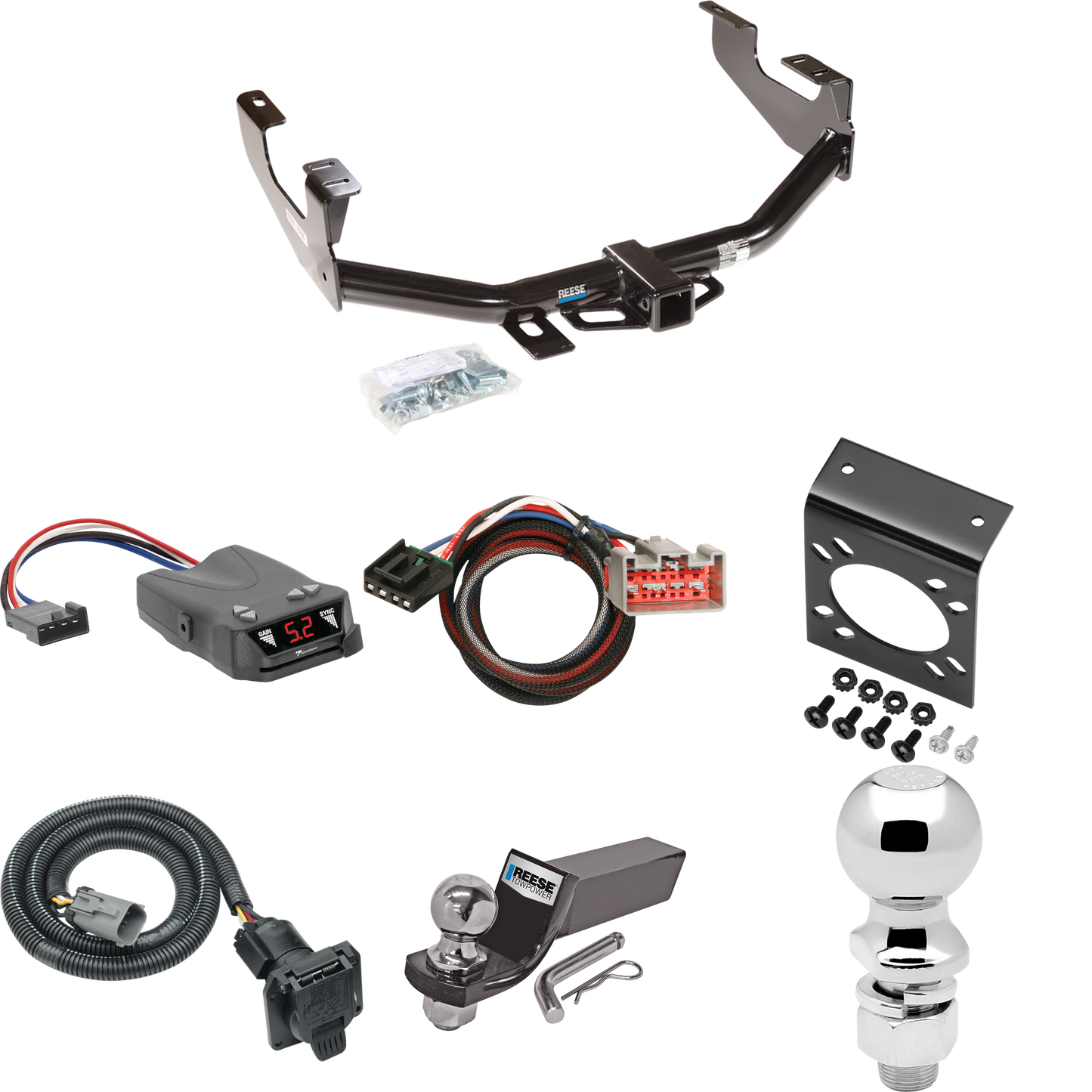 Fits 1999-2001 Ford F-250 Super Duty Trailer Hitch Tow PKG w/ Tekonsha Brakeman IV Brake Control + Plug & Play BC Adapter + 7-Way RV Wiring + 2" & 2-5/16" Ball & Drop Mount (Excludes: Cab & Chassis Models) By Reese Towpower