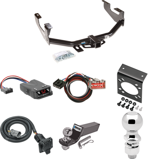 Fits 1999-2001 Ford F-250 Super Duty Trailer Hitch Tow PKG w/ Tekonsha Brakeman IV Brake Control + Plug & Play BC Adapter + 7-Way RV Wiring + 2" & 2-5/16" Ball & Drop Mount (Excludes: Cab & Chassis Models) By Reese Towpower