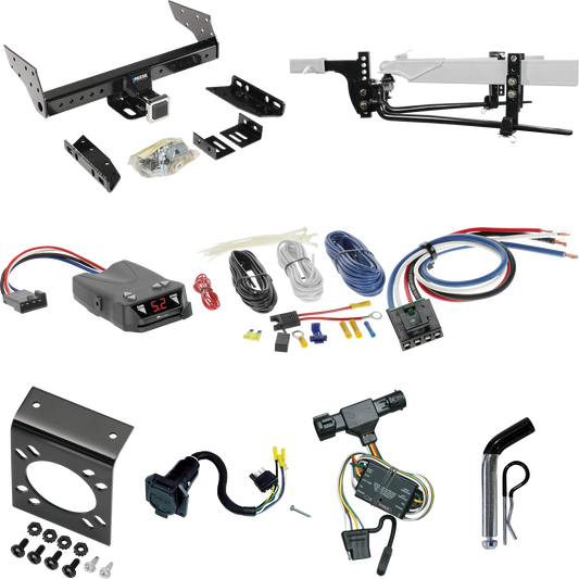 Fits 1993-1997 Ford Ranger Trailer Hitch Tow PKG w/ 6K Round Bar Weight Distribution Hitch w/ 2-5/16" Ball + Pin/Clip + Tekonsha Brakeman IV Brake Control + Generic BC Wiring Adapter + 7-Way RV Wiring (Excludes: w/Rear Fascia Models) By Reese Towpowe