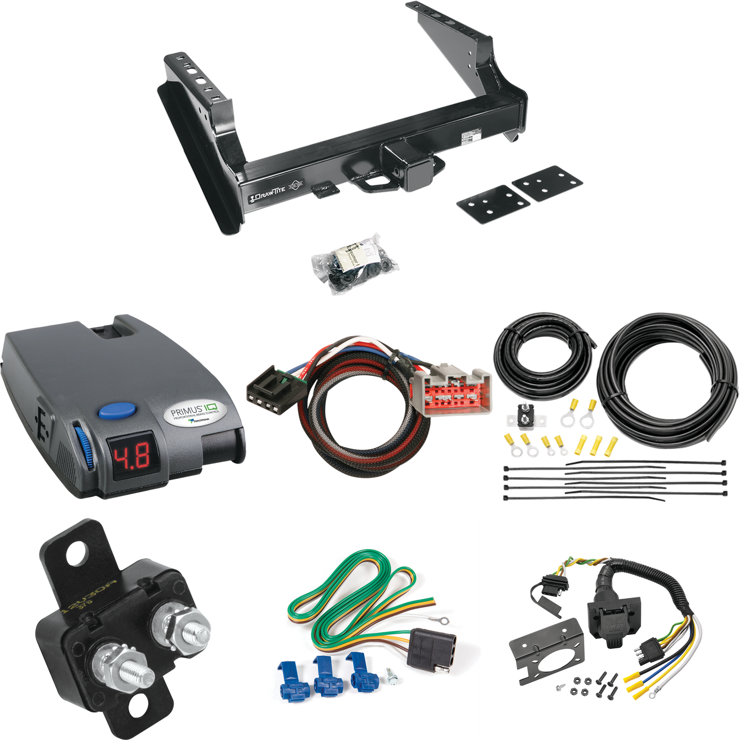 Fits 2008-2016 Ford F-450 Super Duty Trailer Hitch Tow PKG w/ Tekonsha Primus IQ Brake Control + Plug & Play BC Adapter + 7-Way RV Wiring (Excludes: Cab & Chassis Models) By Draw-Tite