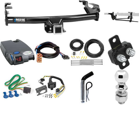 Fits 2005-2007 Chevrolet Silverado 1500 HD Trailer Hitch Tow PKG w/ 8K Round Bar Weight Distribution Hitch w/ 2-5/16" Ball + 2" Ball + Pin/Clip + Tekonsha Primus IQ Brake Control + Plug & Play BC Adapter + 7-Way RV Wiring (For (Classic) Models) By Re