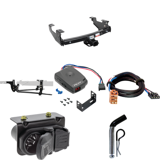 Fits 2007-2007 Chevrolet Silverado 1500 HD Trailer Hitch Tow PKG w/ 8K Round Bar Weight Distribution Hitch w/ 2-5/16" Ball + Pin/Clip + Pro Series Pilot Brake Control + Plug & Play BC Adapter + 7-Way RV Wiring (For (Classic) Models) By Reese Towpower