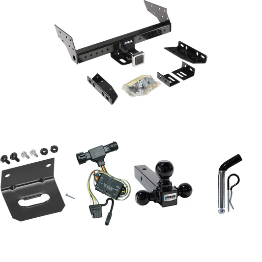 Fits 1994-2009 Mazda B4000 Trailer Hitch Tow PKG w/ 4-Flat Wiring Harness + Triple Ball Ball Mount 1-7/8" & 2" & 2-5/16" Trailer Balls + Pin/Clip + Wiring Bracket By Reese Towpower