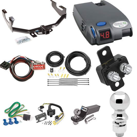 Fits 2002-2004 Ford F-250 Super Duty Trailer Hitch Tow PKG w/ Tekonsha Primus IQ Brake Control + Plug & Play BC Adapter + 7-Way RV Wiring + 2" & 2-5/16" Ball & Drop Mount (Excludes: Cab & Chassis Models) By Reese Towpower