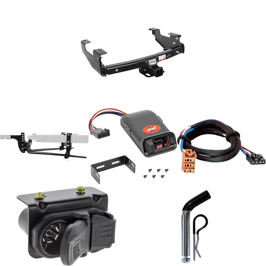 Fits 2007-2007 Chevrolet Silverado 2500 HD Trailer Hitch Tow PKG w/ 8K Round Bar Weight Distribution Hitch w/ 2-5/16" Ball + Pin/Clip + Pro Series POD Brake Control + Plug & Play BC Adapter + 7-Way RV Wiring (For (Classic) Models) By Reese Towpower