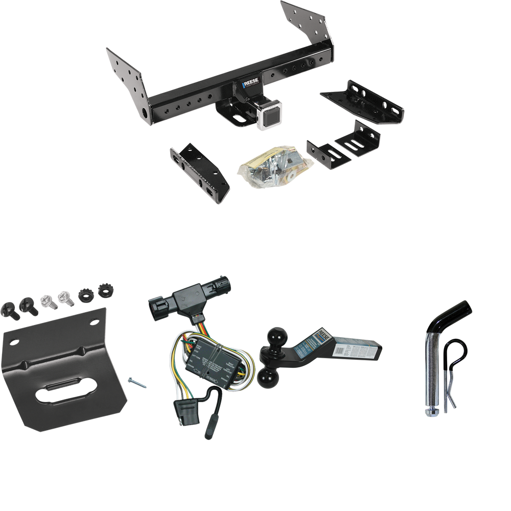 Fits 1994-2008 Mazda B3000 Trailer Hitch Tow PKG w/ 4-Flat Wiring Harness + Dual Ball Ball Mount 2" & 2-5/16" Trailer Balls + Pin/Clip +  Wiring Bracket By Reese Towpower