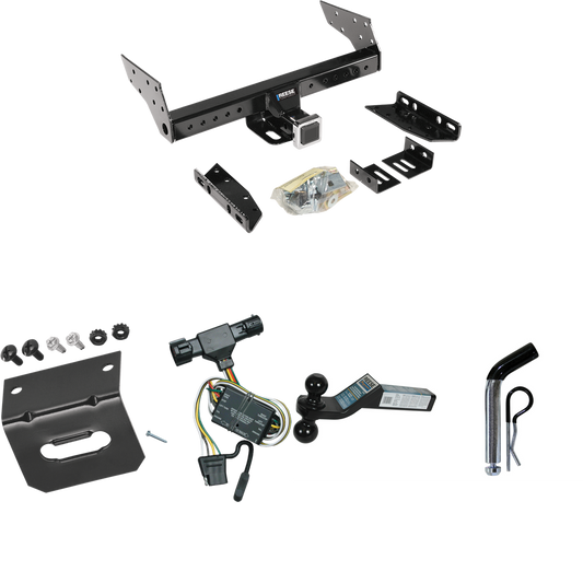 Fits 1994-2008 Mazda B3000 Trailer Hitch Tow PKG w/ 4-Flat Wiring Harness + Dual Ball Ball Mount 2" & 2-5/16" Trailer Balls + Pin/Clip +  Wiring Bracket By Reese Towpower