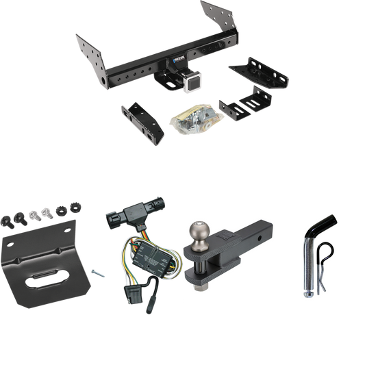 Fits 1993-1997 Ford Ranger Trailer Hitch Tow PKG w/ 4-Flat Wiring Harness + Clevis Hitch Ball Mount w/ 2" Ball + Pin/Clip + Wiring Bracket (Excludes: w/Rear Fascia Models) By Reese Towpower